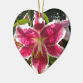 Roze lelies roze tropische bloemen roze bloemig keramisch ornament (Links)