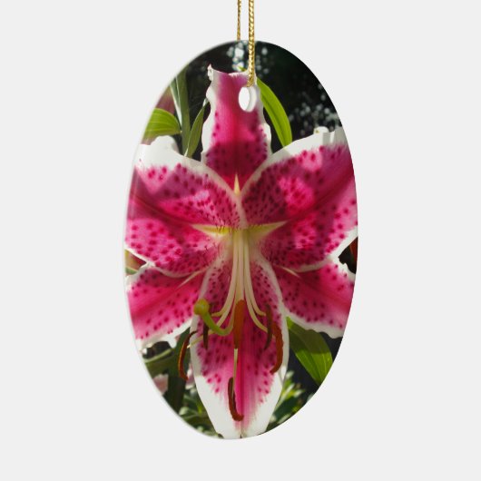 Roze lelies roze tropische bloemen roze bloemig keramisch ornament (Rechts)