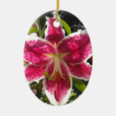 Roze lelies roze tropische bloemen roze bloemig keramisch ornament (Voorkant)