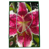 Roze lelies roze tropische bloemen roze bloemig medium cadeauzakje (Voorkant)