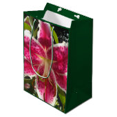 Roze lelies roze tropische bloemen roze bloemig medium cadeauzakje (Voorkant Gekanteld)