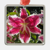 Roze lelies roze tropische bloemen roze bloemig metalen ornament (Voorkant)