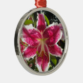 Roze lelies roze tropische bloemen roze bloemig metalen ornament (Rechts)