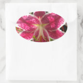 Roze lelies roze tropische bloemen roze bloemig ovale sticker (Tas)