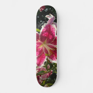 Roze lelies roze tropische bloemen roze bloemig persoonlijk skateboard