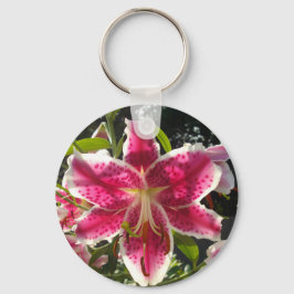Roze lelies roze tropische bloemen roze bloemig sleutelhanger