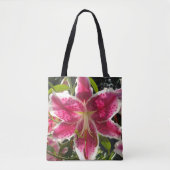Roze lelies roze tropische bloemen roze bloemig tote bag (Voorkant)