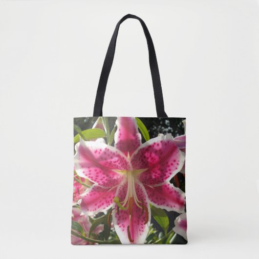 Roze lelies roze tropische bloemen roze bloemig tote bag (Voorkant)