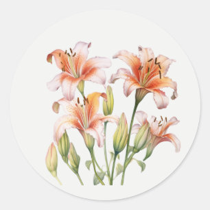 Roze Lelies Tuin Bloem Bloemstuk kunst Ronde Sticker
