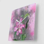 Roze lelies wandklok (Hoek)