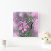 Roze lelies wandklok (Huis)