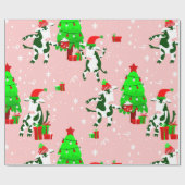 Roze Lelijke Kerstboom koe Cadeaupapier (Vlak)