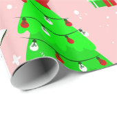 Roze Lelijke Kerstboom koe Cadeaupapier (Rol Hoek)