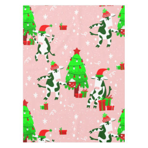 Roze Lelijke Kerstboom koe Tafelkleed