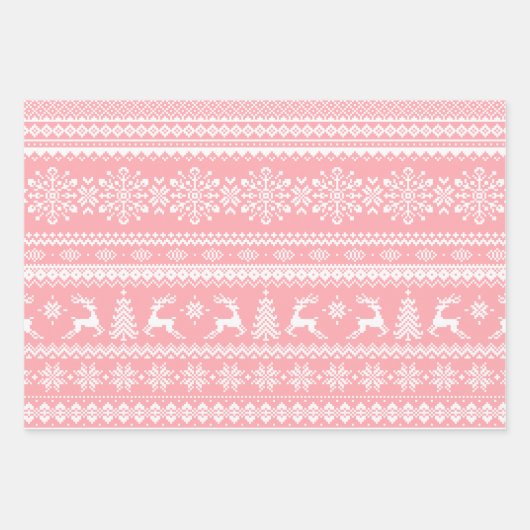 Roze lelijke kersttrui buffelvlekken inpakpapier vel (Voorkant)