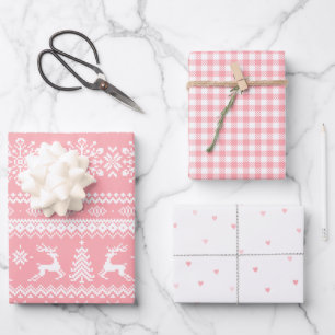 Roze lelijke kersttrui buffelvlekken inpakpapier vel