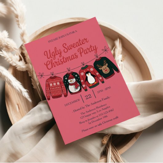 Roze Lelijke Trui Vakantie Party | Leuke kerst Kaart