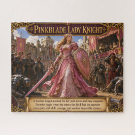 Roze lem lady-knight fantasiepuzzel legpuzzel