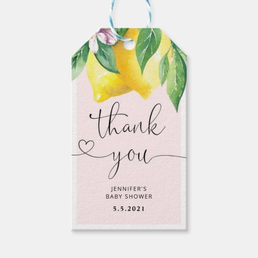 Roze Lemon bedankt label Cadeaulabel (Voorkant)