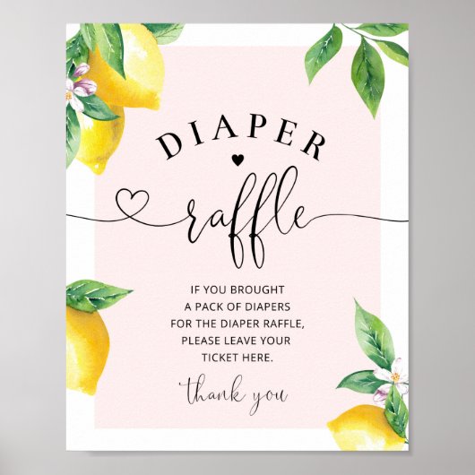 Roze Lemon diaper-verkeersbord Poster (Voorkant)