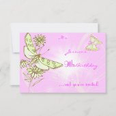 Roze Lemon Limoen Butterfly Birthday RSVP-kaart Kaart (Voorkant)