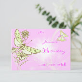 Roze Lemon Limoen Butterfly Birthday RSVP-kaart Kaart (Staand voorkant)