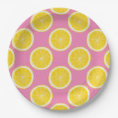 Roze Lemon Print Sierkussen Papieren Bordje (Voorkant)