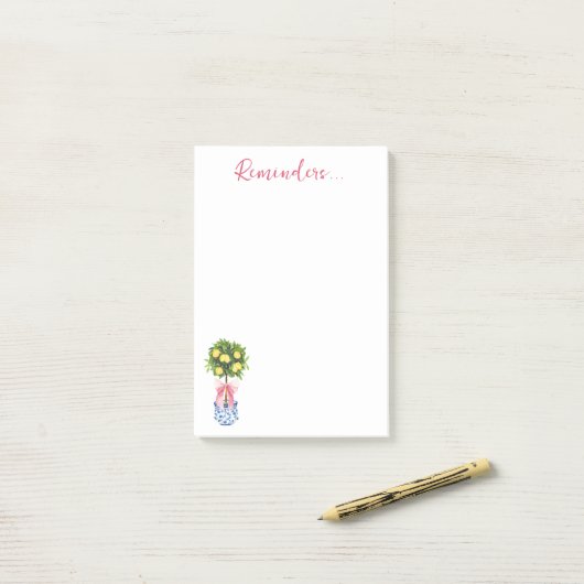 Roze Lemon Topiary Tree Herinneringen Post-it® Notes (Op bureau)