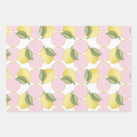 Roze Lemon Verjaardag Wrapping Sheets Inpakpapier Vel (Voorkant 3)