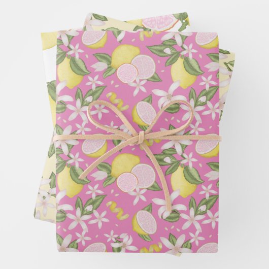 Roze Lemon Verjaardag Wrapping Sheets Inpakpapier Vel (In situ)
