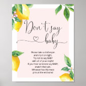 Roze Lemon zegt geen baby gaby poster (Voorkant)