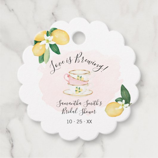 Roze Lemons Love is Breaming Tea Vrijgezellenfeest Bedankjes Labels (Voorkant)