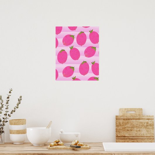 Roze Lemons Summer Fruit Bright Whimsical Rustic Poster (Keuken)