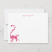 Roze Lemur gepersonaliseerde briefpapier Notitiekaartje (Voorkant)