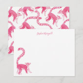 Roze Lemur gepersonaliseerde briefpapier Notitiekaartje (Voorkant / Achterkant)