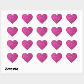 Roze leng, glanzend en mousserend hart sticker (Vel)