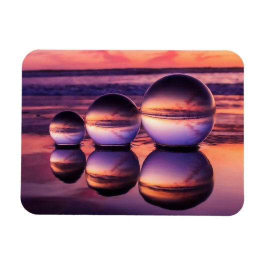 Roze Lensball California Beach Sunset Magneet (Horizontaal)