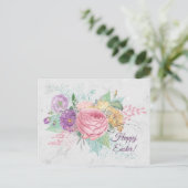  roze lentbloemen Bouquet Pasen Feestdagenkaart (Staand voorkant)