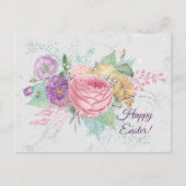  roze lentbloemen Bouquet Pasen Feestdagenkaart (Voorkant)