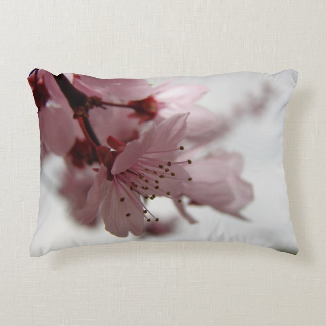 Roze lentbloemen Kunst Pillow Accent Kussen (Voorkant)