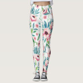 Roze lentbloemen leggings (Voorkant)