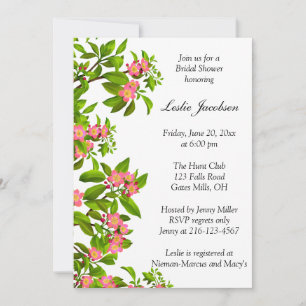 Roze lente Apple Blossom Vrijgezellenfeest Invite Kaart