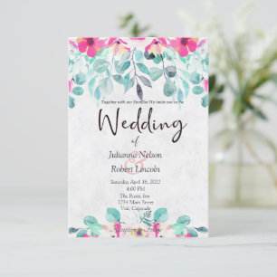 Roze lente aquarel bloemen bruiloftsinvitaties kaart