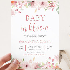 Roze Lente Bloemen Baby in Bloom Baby Shower Kaart