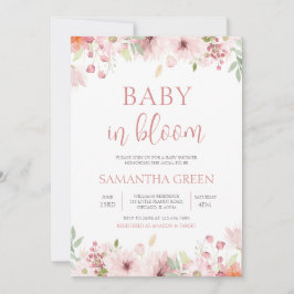 Roze Lente Bloemen Baby in Bloom Baby shower Kaart