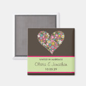 Roze Lente Bloemen Hart Save The Date Magnet (Voorkant / Achterkant)