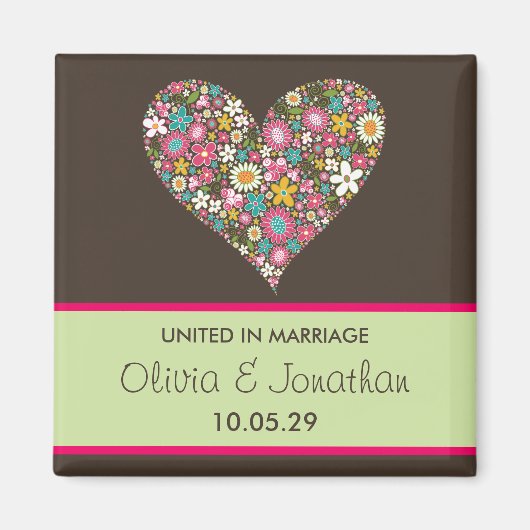 Roze Lente Bloemen Hart Save The Date Magnet (Voorkant)