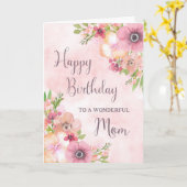 Roze Lente Bloemen Moeder Verjaardag Kaart (Gele Bloem)