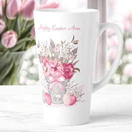 Roze Lente bloemen Pasen gepersonaliseerde naam Latte Mok