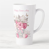 Roze Lente bloemen Pasen gepersonaliseerde naam Latte Mok (Rechts)